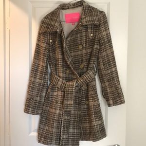 Betsy Johnson Plaid Peacoat Size 8